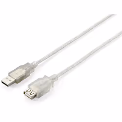 Equip 128750, 1,8 m, USB A, USB A, USB 2.0, Mâle/Femelle, Argent, Transparent