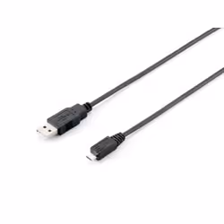 Equip 128523, 1,8 m, USB A, Micro-USB B, USB 2.0, Mâle/Mâle, Noir