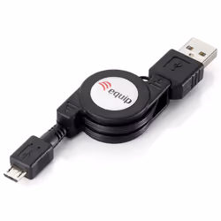 Equip 128595, 1 m, USB A, Micro-USB B, USB 2.0, Mâle/Mâle, Noir