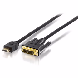 Equip 119329, 10 m, HDMI, DVI-D, Mâle, Mâle, Or