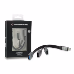 Conceptronic HUBBIES01G hub & concentrateur USB 3.2 Gen 2 (3.1 Gen 2) Type-C 5000 Mbit/s Gris