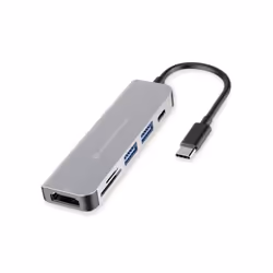 Conceptronic DONN02G, USB 3.2 Gen 1 (3.1 Gen 1) Type-C, 60 W, Aluminium, MicroSD (TransFlash), MicroSDHC, SD, SDHC, SDXC, HDM ...