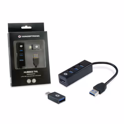 Conceptronic HUBBIES04B hub & concentrateur USB 3.2 Gen 1 (3.1 Gen 1) Type-A 5000 Mbit/s Noir