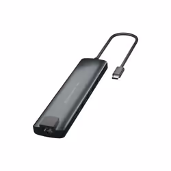 Conceptronic DONN06G, USB 3.2 Gen 1 (3.1 Gen 1) Type-C, 60 W, Noir, Argent, MicroSD (TransFlash), SD, SDHC, SDXC, HDMI, RJ-45 ...