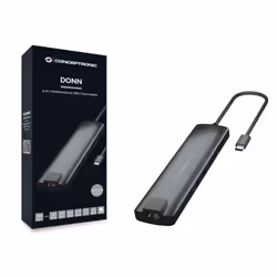 Conceptronic DONN06G station d'accueil USB 3.2 Gen 1 (3.1 Gen 1) Type-C Noir, Argent