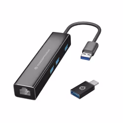 Conceptronic DONN07BA, USB 3.2 Gen 1 (3.1 Gen 1) Type-A, 10,100,1000 Mbit/s, Noir, RJ-45, USB 3.2 Gen 1 (3.1 Gen 1) Type-A, A ...