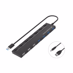 Conceptronic HUBBIES09B, USB Type-A, USB 2.0, USB 3.2 Gen 1 (3.1 Gen 1) Type-A, 5000 Mbit/s, Noir, Énergie, 0,9 m