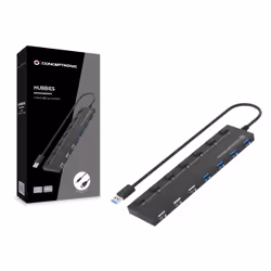 Conceptronic HUBBIES09B hub & concentrateur USB Type-A 5000 Mbit/s Noir