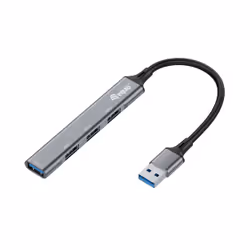 Equip 128960, USB 3.2 Gen 1 (3.1 Gen 1) Type-A, USB 2.0, USB 3.2 Gen 1 (3.1 Gen 1) Type-A, 5000 Mbit/s, Noir, Gris, Aluminium ...