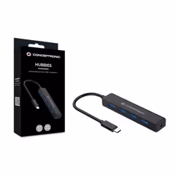 Conceptronic CTC4USB3 hub & concentrateur USB 3.2 Gen 1 (3.1 Gen 1) Type-C 5000 Mbit/s Noir - Vue supplémentaire 4