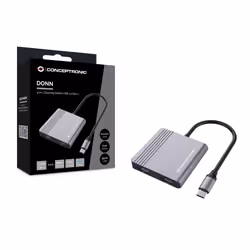 Conceptronic DONN13G station d'accueil Avec fil USB 3.2 Gen 1 (3.1 Gen 1) Type-C Gris - Vue supplémentaire 4
