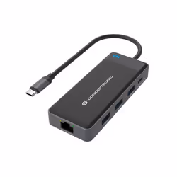 Conceptronic DONN14G, Avec fil, USB 3.2 Gen 1 (3.1 Gen 1) Type-C, 100 W, 1000 Mbit/s, Gris, 5 Gbit/s