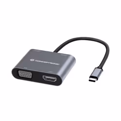Conceptronic DONN16G, Avec fil, USB 3.2 Gen 1 (3.1 Gen 1) Type-C, 100 W, Gris, 5 Gbit/s, 4K Ultra HD