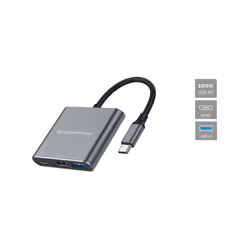 Conceptronic DONN18G station d'accueil Avec fil USB 3.2 Gen 1 (3.1 Gen 1) Type-C Gris