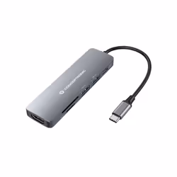 Conceptronic DONN11G, Avec fil, USB 3.2 Gen 1 (3.1 Gen 1) Type-C, 100 W, Gris, MicroSD (TransFlash), SD, 5 Gbit/s