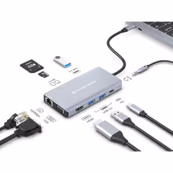 Conceptronic DONN20G station d'accueil Avec fil USB 3.2 Gen 1 (3.1 Gen 1) Type-C Gris - Vue supplémentaire 5