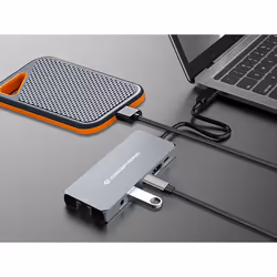 Conceptronic DONN22G station d'accueil Avec fil USB 3.2 Gen 2 (3.1 Gen 2) Type-C Gris - Vue supplémentaire 6