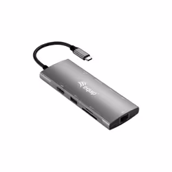 Equip 133490, Avec fil, USB 3.2 Gen 1 (3.1 Gen 1) Type-C, 100 W, 10,100,1000 Mbit/s, Gris, MicroSD (TransFlash), SD, SDHC, SD ...