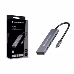 Conceptronic DONN23G station d'accueil Avec fil USB 3.2 Gen 1 (3.1 Gen 1) Type-C Gris - Vue supplémentaire 4
