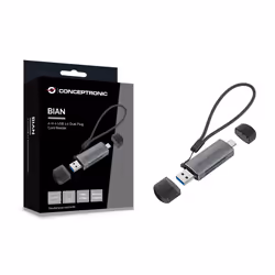 Conceptronic BIAN05G lecteur de carte mémoire USB 3.2 Gen 1 (3.1 Gen 1) Type-A/Type-C Gris