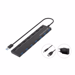 Conceptronic HUBBIES19BP, USB 3.2 Gen 1 (3.1 Gen 1) Type-A, USB 3.2 Gen 1 (3.1 Gen 1) Type-A, 5000 Mbit/s, Noir, Chine, 5 V