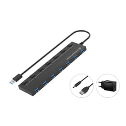 Conceptronic HUBBIES19BP hub & concentrateur USB 3.2 Gen 1 (3.1 Gen 1) Type-A 5000 Mbit/s Noir