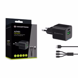 Conceptronic ALTHEA16B chargeur d'appareils mobiles Universel Noir Secteur Charge rapide Intérieure