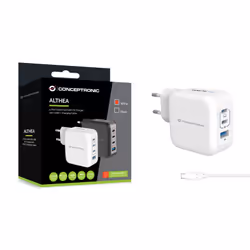 Conceptronic ALTHEA18W chargeur d'appareils mobiles Universel Blanc Secteur Charge rapide Intérieure