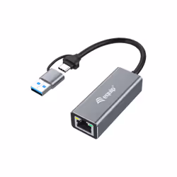 Equip 133495, Avec fil, USB Type-A/USB Type-C, Ethernet, 2500 Mbit/s, Gris