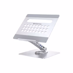 Conceptronic DONN27G, Supports de Laptop, Argent, Aluminium, 360°, USB 3.2 Gen 1 (3.1 Gen 1) Type-C, 5000 Mbit/s
