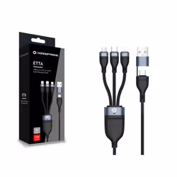 Conceptronic ETTA06B15 câble USB USB 2.0 1,5 m USB C USB C/Micro-USB B/Lightning Noir - Vue supplémentaire 2