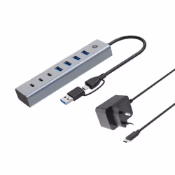 Conceptronic HUBBIES20GP, USB 3.2 Gen 1 (3.1 Gen 1) Type-C, USB 3.2 Gen 1 (3.1 Gen 1) Type-A, USB 3.2 Gen 1 (3.1 Gen 1) Type- ...