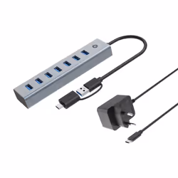 Conceptronic HUBBIES21GP, USB 3.2 Gen 1 (3.1 Gen 1) Type-A, USB 3.2 Gen 1 (3.1 Gen 1) Type-A, 5000 Mbit/s, Gris, Aluminium, 0 ...