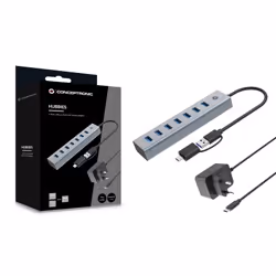 Conceptronic HUBBIES21GP hub & concentrateur USB 3.2 Gen 1 (3.1 Gen 1) Type-A 5000 Mbit/s Gris - Vue supplémentaire 4