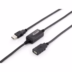 Equip 133310, 10 m, USB A, USB A, USB 2.0, Mâle/Femelle, Noir