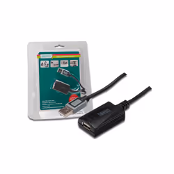 Digitus USB 2.0 5m, 5 m, USB A, USB A, USB 2.0, Mâle/Femelle, Noir