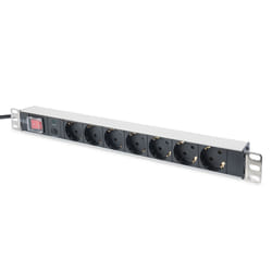 Digitus Bloc multiprise avec profilé en aluminium et protection contre la surcharge, prise électrique à contact de protection avec 7 sorties, connecte