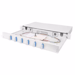 Digitus Boîtier d’épissure à fibre optique, équipé, SC, OS2, SC, OS2, Gris, Acier, Montage de rack, 1U
