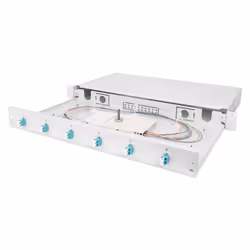 Digitus Boîtier d’épissure à fibre optique, équipé, LC, OM3, LC, Gris, Acier, Céramique Zircone, OM3, 483 mm