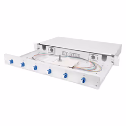 Digitus Boîtier d’épissure à fibre optique, équipé, LC, OS2, LC, Gris, Acier, Céramique Zircone, OS2, 483 mm
