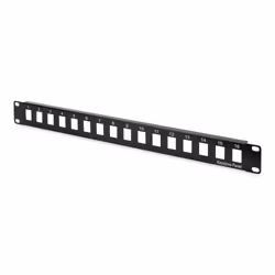 Digitus Panneau de brassage modulaire, 16 ports, Noir, SPCC, Montage de rack, 1U, 43 mm, 48,5 cm