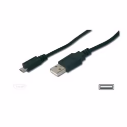 ASSMANN Electronic A/micro-B, 3m, 3 m, USB A, Micro-USB B, USB 2.0, Mâle/Mâle, Noir