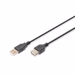 Digitus Câble rallonge USB 2.0, 1,8 m, USB A, USB A, USB 2.0, Mâle/Femelle, Noir
