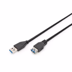 Digitus Câble rallonge USB 3.0, 1,8 m, USB A, USB A, USB 3.2 Gen 1 (3.1 Gen 1), Mâle/Femelle, Noir