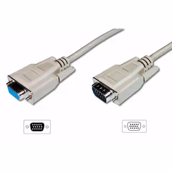 Digitus VGA Monitor Extension Cable, 1,8 m, VGA (D-Sub), VGA (D-Sub), Beige, 1 pièce(s), Nickel