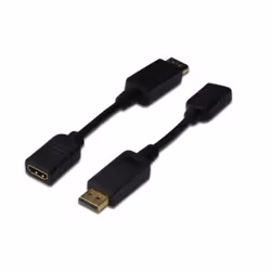 Digitus Câble d'adaptateur DisplayPort, 0,15 m, DisplayPort, HDMI, Nickel, 1920 x 1080 pixels, Cuivre