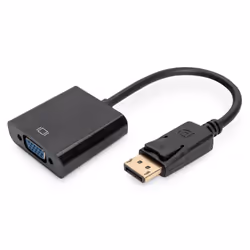 Digitus Câble d'adaptateur DisplayPort, 0,15 m, DisplayPort, VGA (D-Sub), Nickel, Cuivre, Noir