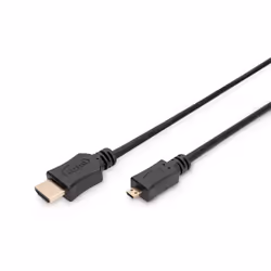 Digitus AK-330109-020-S, 2 m, HDMI Type D (Micro), HDMI Type A (Standard), 1920 x 1200 pixels, Noir