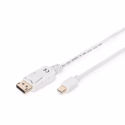 Digitus Câble de connexion DisplayPort, 1 m, Mini DisplayPort, DisplayPort, Blanc, Nickel, 1.1a