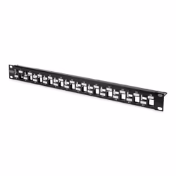 Digitus Panneau de brassage modulaire, 24 ports, échelonné, 10 Gigabit Ethernet, 10000 Mbit/s, Cat6a, Noir, Acier galvanisé, ...